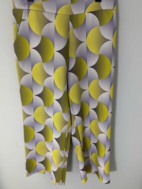 Women’s Wide-Leg Capris in Yellow & White Geometric Print